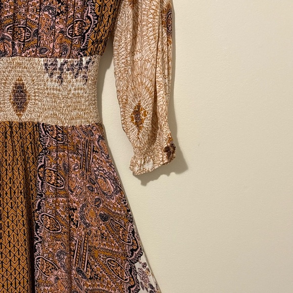 Free People Mexicali Rose Maxi Dress Bohemian Size M asymmetrical Rayon - Picture 13 of 16